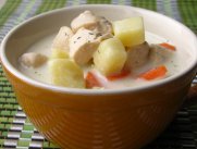 Сырный суп с копченым окорочком