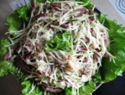 Мясной салат с грибами и сыром - рецепт